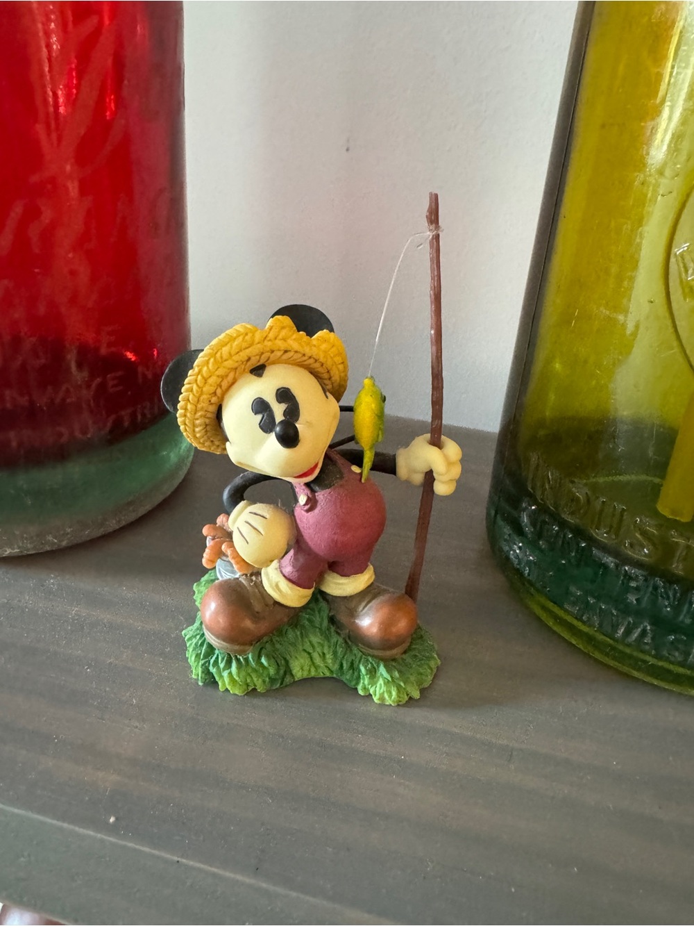 Vintage Mickey Mouse Fishing Figurine Enesco “The Good Old Summertime”